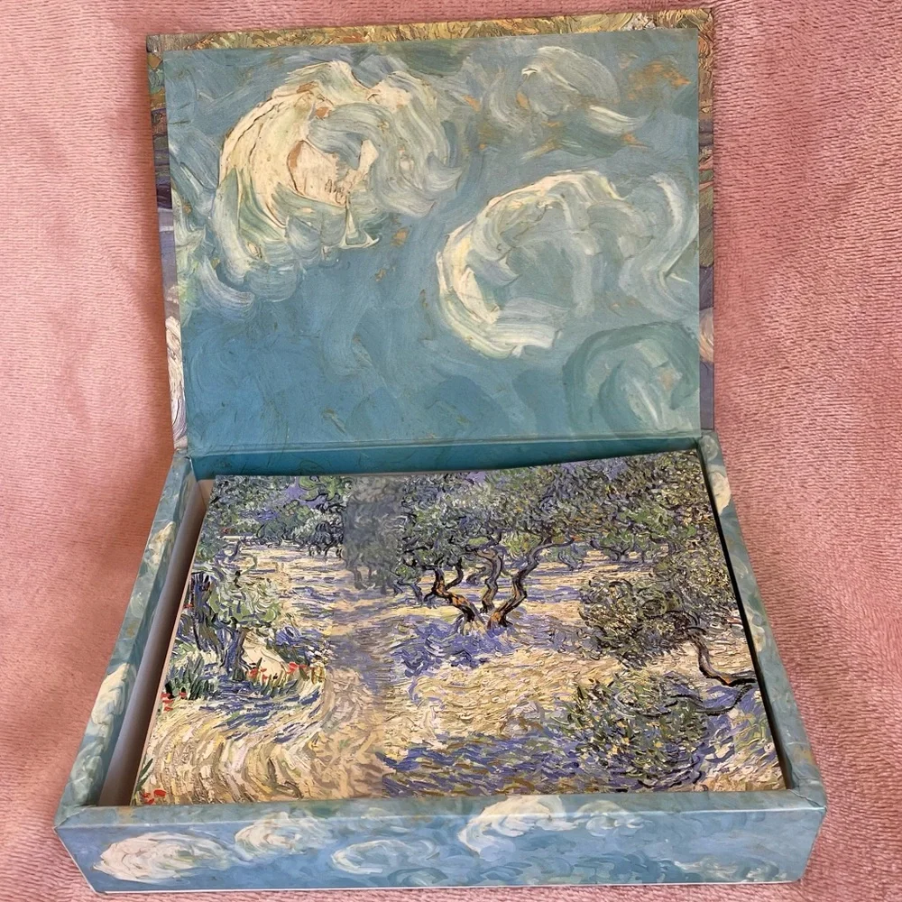 Vintage 1997 Vincent Van Gogh Note Cards in Keepsake Box 4 Designs w Envelopes